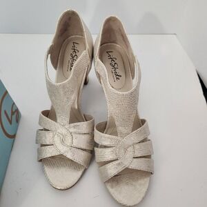 LIFE STRIDE Women's 3in Heel Shoes Size 8 Caramel Strappy Sandals - Used 1x